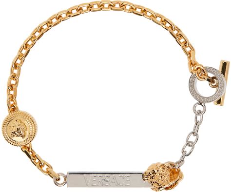 versace bracelet gold and silver|versace medusa gold bracelet.